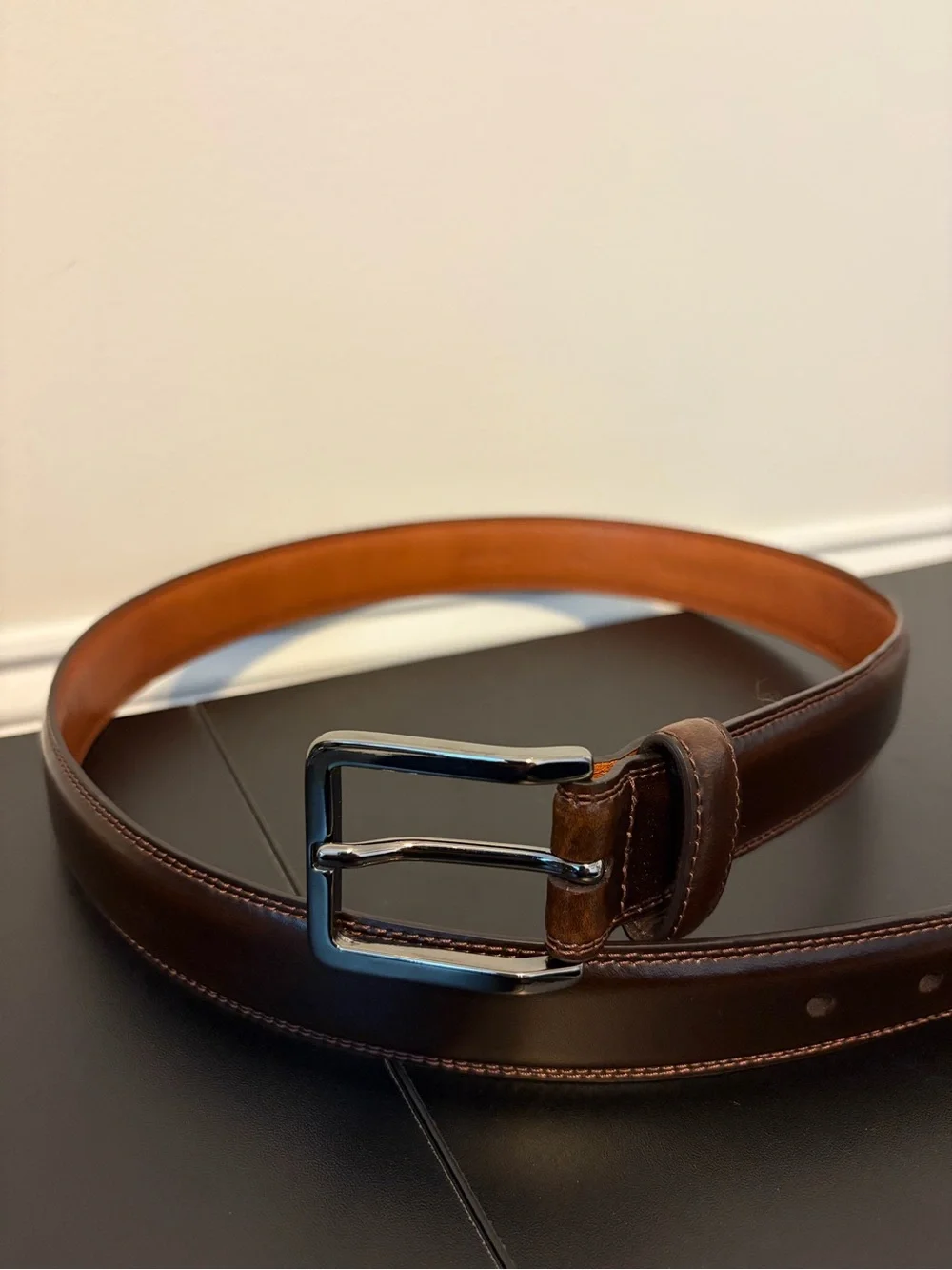 Johnston and Murphy Classic Brown Leather Men’s Belt